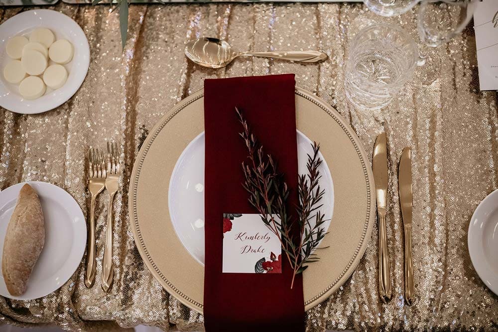 Gold Charger Plate for Hire ABIA Weddings Beautiful Weddings