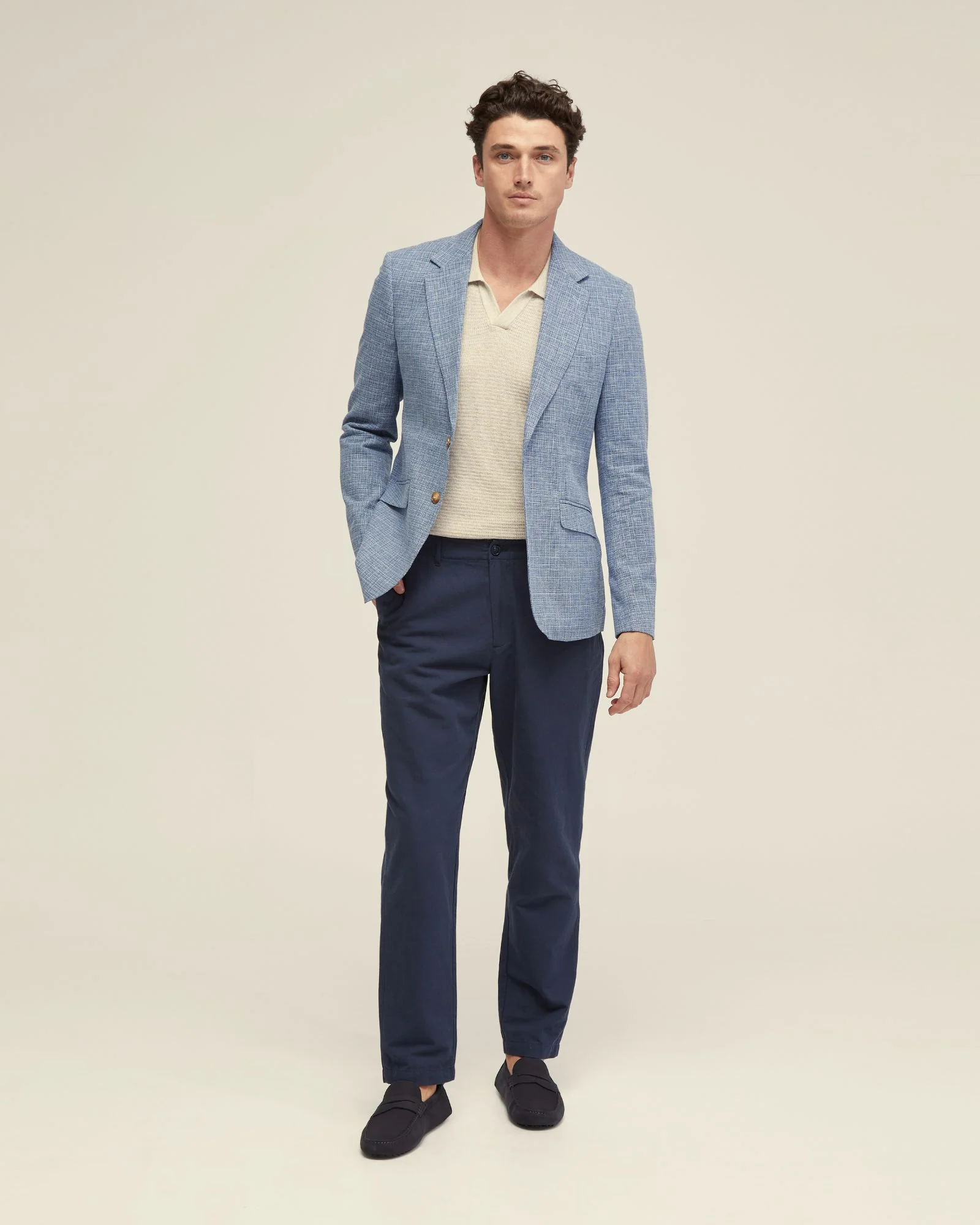 Wedding-guest-dress-codes-smart-casual-Oxford-Blake-linen-blend-blazer-and-cotton-trouser