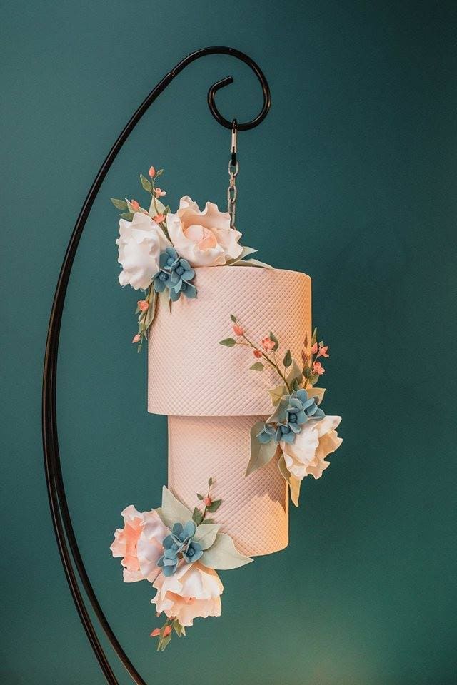 Geometric Hanging Wedding Cake