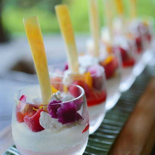 An elegant cocktail canapÃ© dinner is a popular option for larger guest numbers and a more relaxed and social dining experience