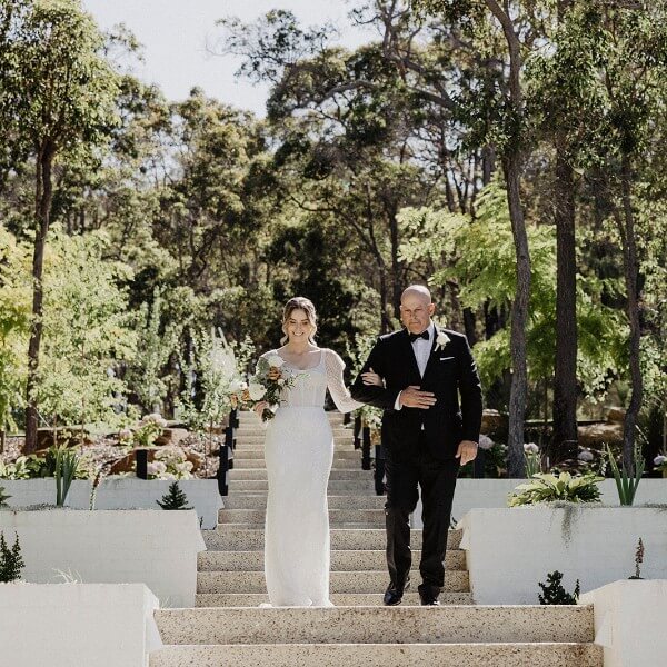 Wedding Day Bride and Father at Aravina