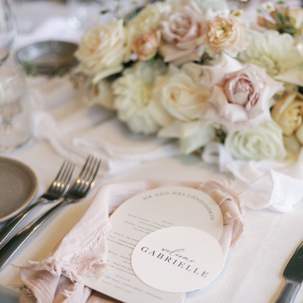 Blush and pastel pink table flowers