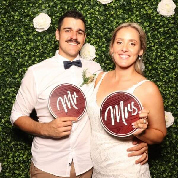 Photo Booth with Artificial Hedge Backdrop