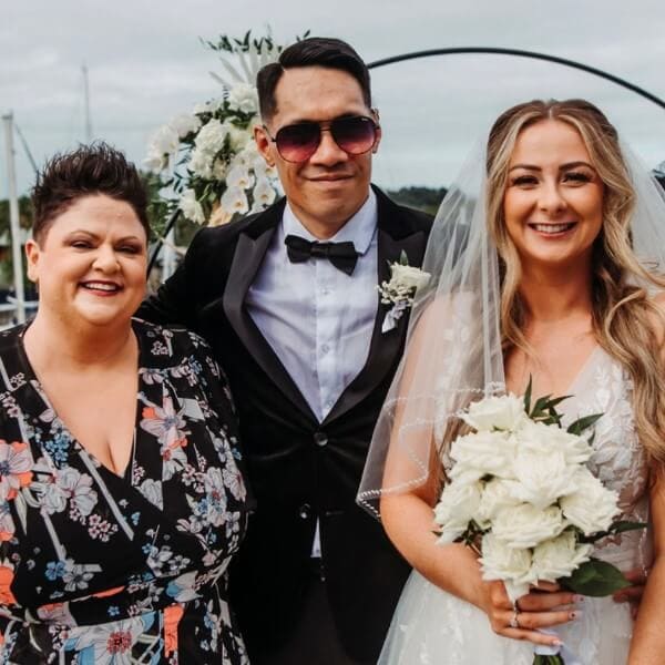 Celebrant Kate celebrating with a beautiful couple