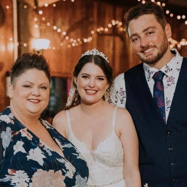 Celebrant Kate celebrating with a beautiful couple