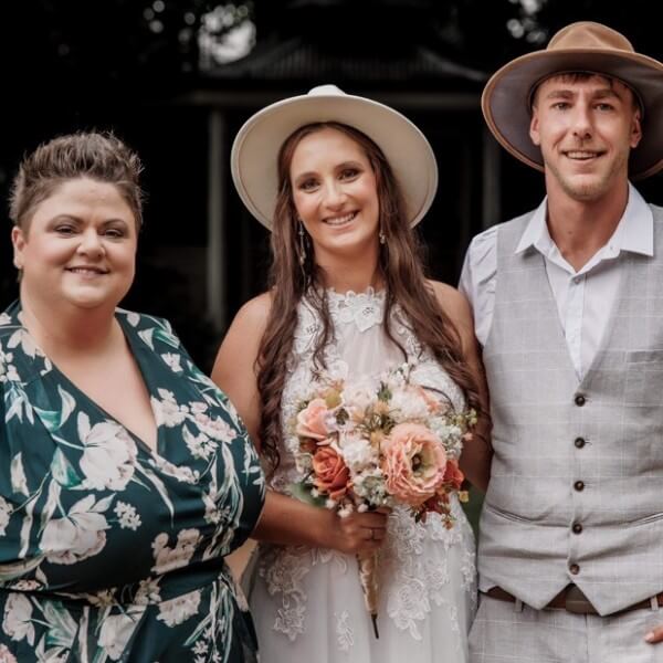 Celebrant Kate celebrating with a beautiful couple