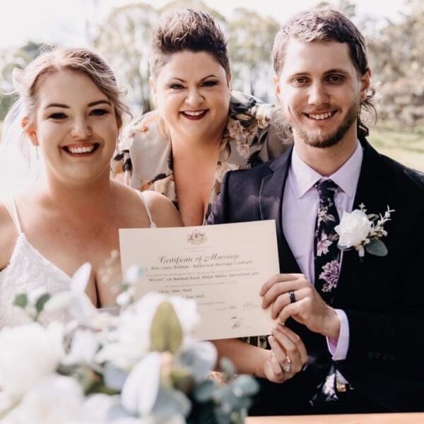 Celebrant Kate making a beautiful couple official