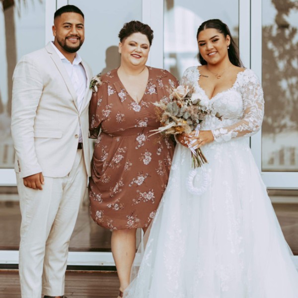 Celebrant Kate with Charlie & Chloe at Alamanda Chapel, Palm Cove