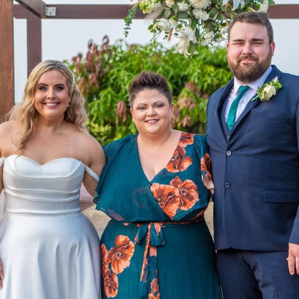 Celebrant Kate with Kayla & Corey at The Sugar Shec