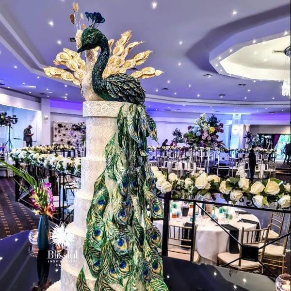 Peacock Elegance Wedding Cake