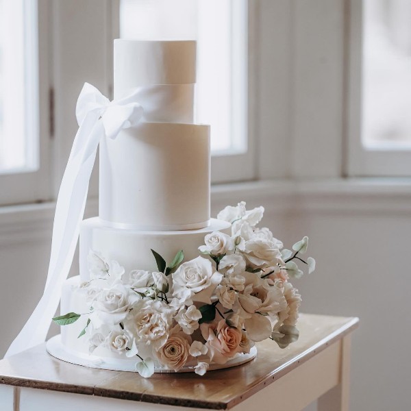 4 tier fondant cake with sugar florals