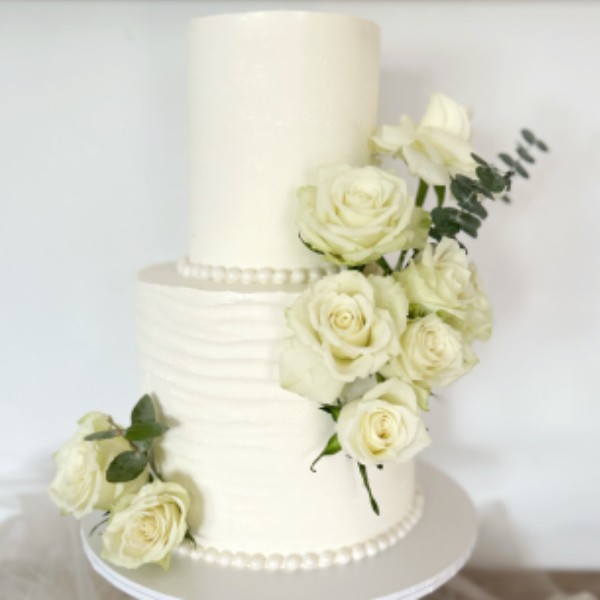 2 tier buttercream, fresh florals