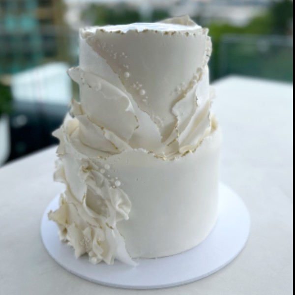 2 tier Fondant ruffle cake