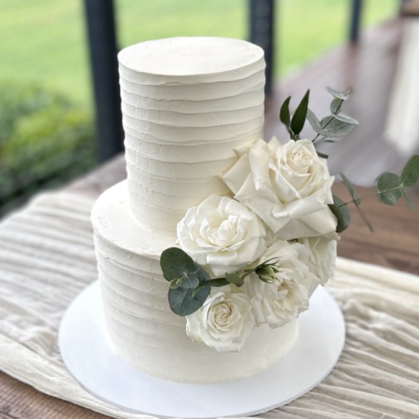 2 tier buttercream, fresh florals