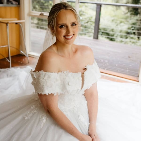 Emma wearing her custom design