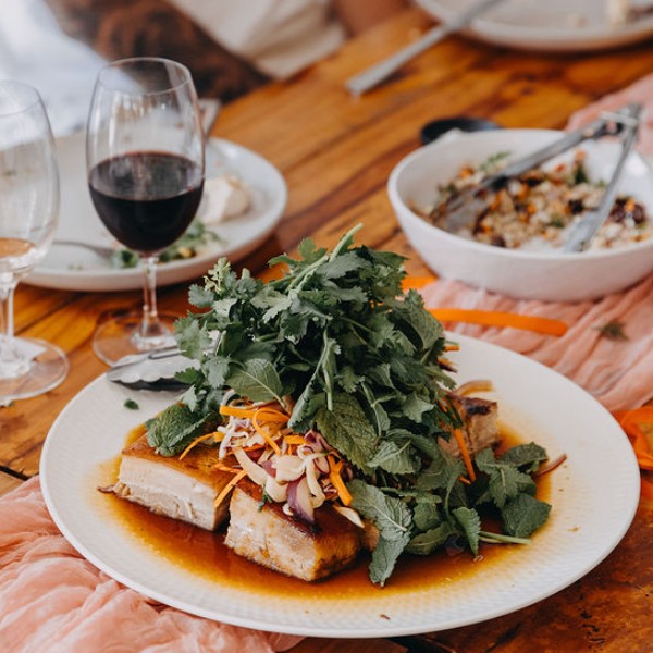 Pork belly, fennel slaw, caramelised chilli sauce