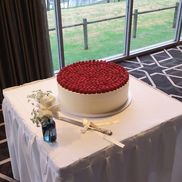 Fresh Raspberry Topped 16 inch