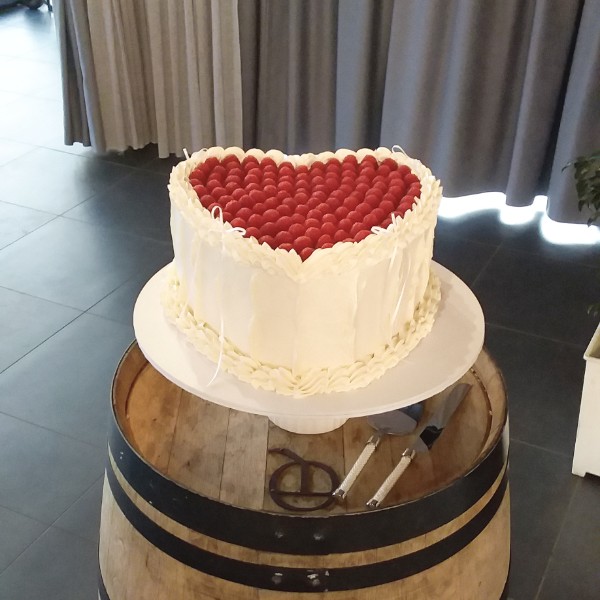 Fresh Raspberry Topped Retro Heart- 12 inch