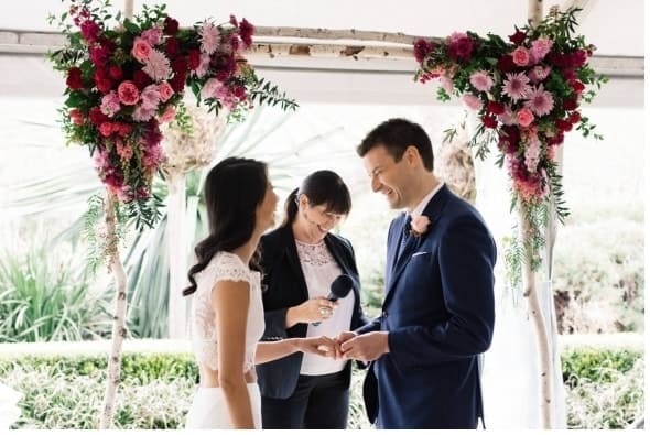 Having a laugh during the ceremony by Camille Abbott