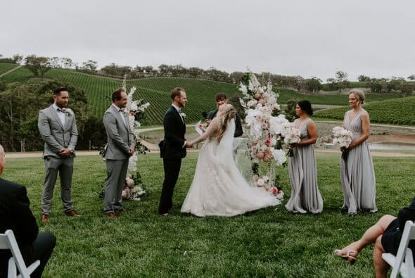 Riley and Sarah's hilarious Longview Vineyard wedding ceremony