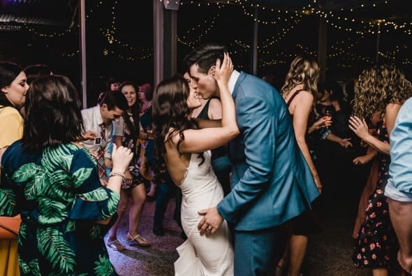 Tyler & Rach's First Kiss on the danceloor as husband & wife (Image Credit - Tay Bassi Creative)