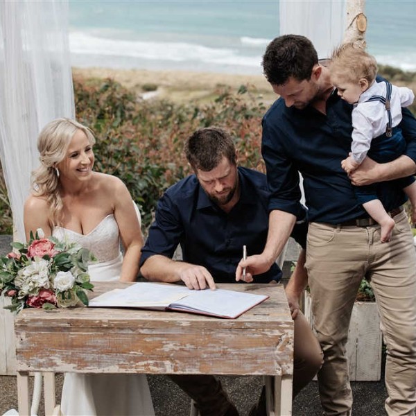 Beach wedding ceremony