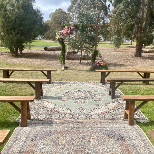 A Rustic wedding ceremony set-up at Ruffey Lake Park, Doncaster