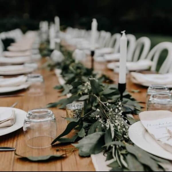 Greenery Table Runner at Emu Bottom Homestead (Photo by Bright Light Weddings)