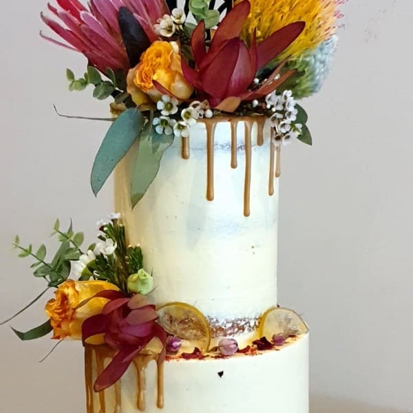 Extended height semi naked buttercream wedding cake_Deelish Cake Creations