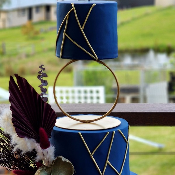 Navy & Geometric pattern Wedding Cake_ Deelish Cake Creations 2022