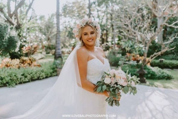 The 'Joyce' Bridal Gown worn by our real Bride Amy. Destination Wedding.