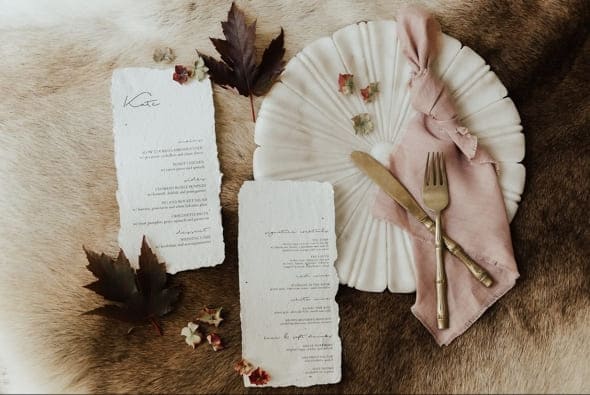 Kate and Trenton. Note paper supplied to bride who self printed her designs