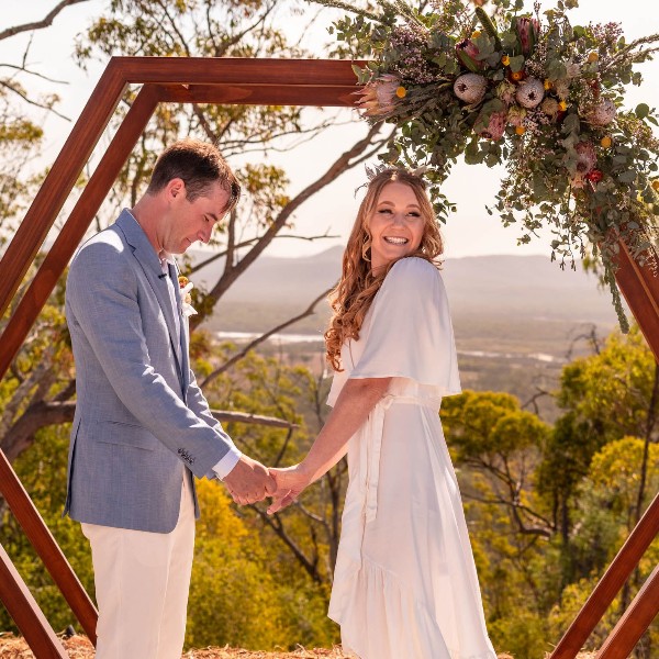 above the tree's at grass trees eco camp Agnes Water - native arbour installation