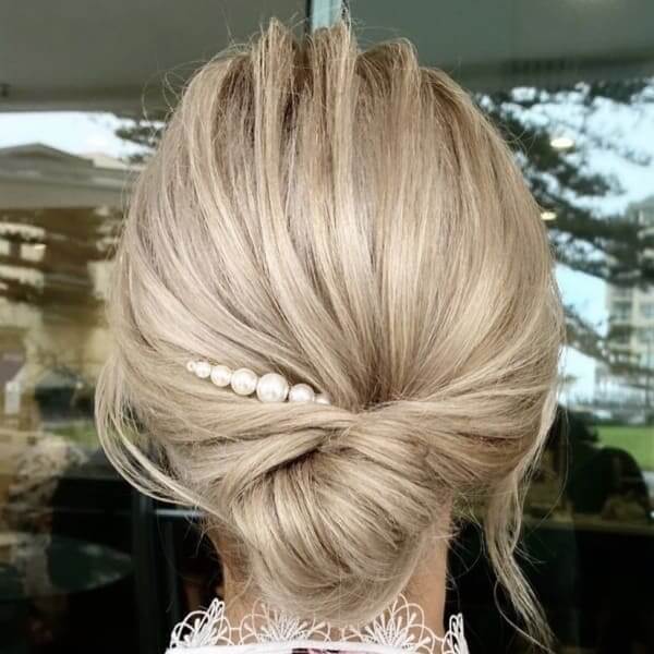 Low bun on shorter hair
