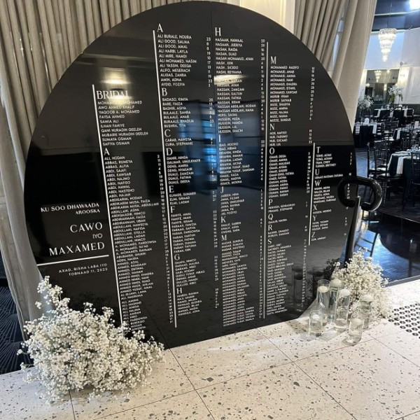 Black Acrylic Seating Chart