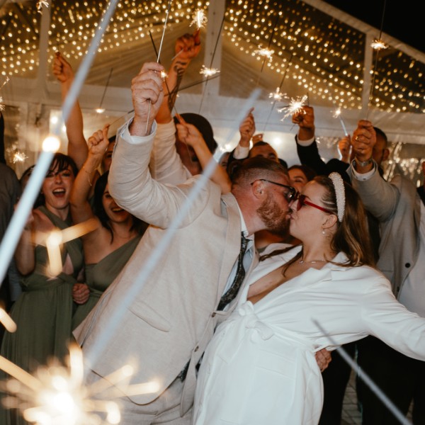 Sparkler First Dance on the Marquee Patio