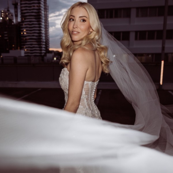 Soft glam with peachy undertones