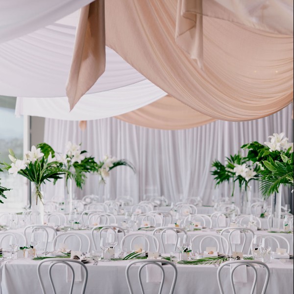 Intimate wedding with drapes