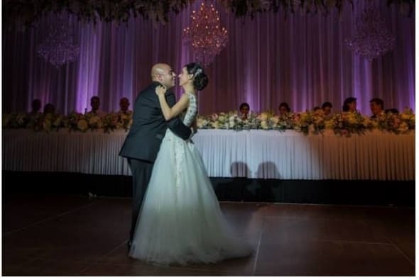 Soft Lilac Spotlight on the Newly-wed Couple