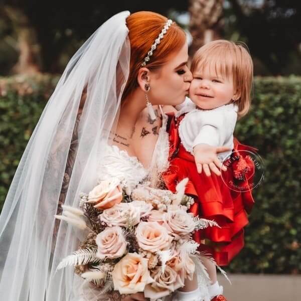 Bride & bubba with blush & mauve florals