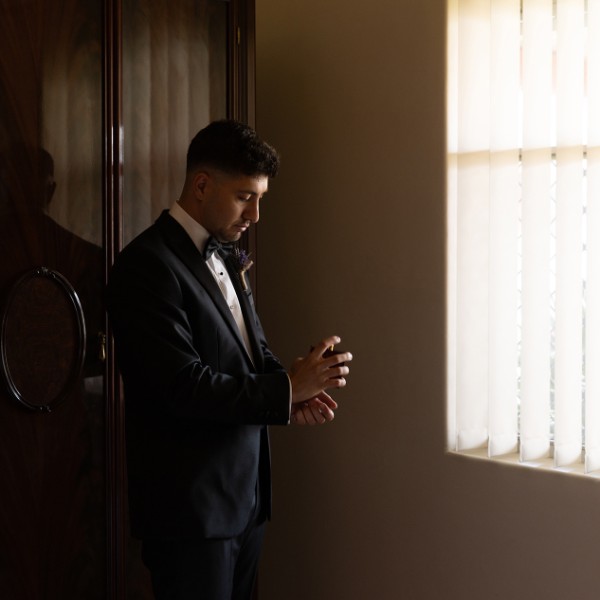Groom getting ready