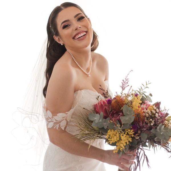 Bride loving her look