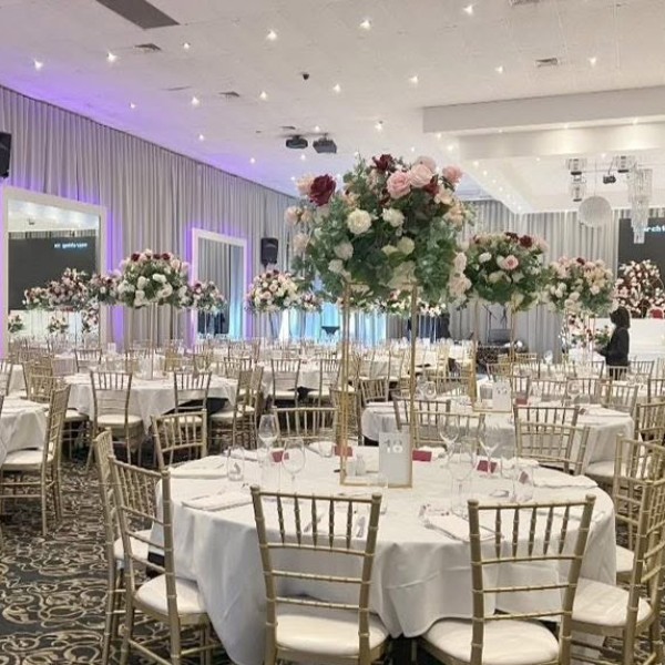 Custom design with 80cm metal gold frame & a mix of beautiful floral arrangements