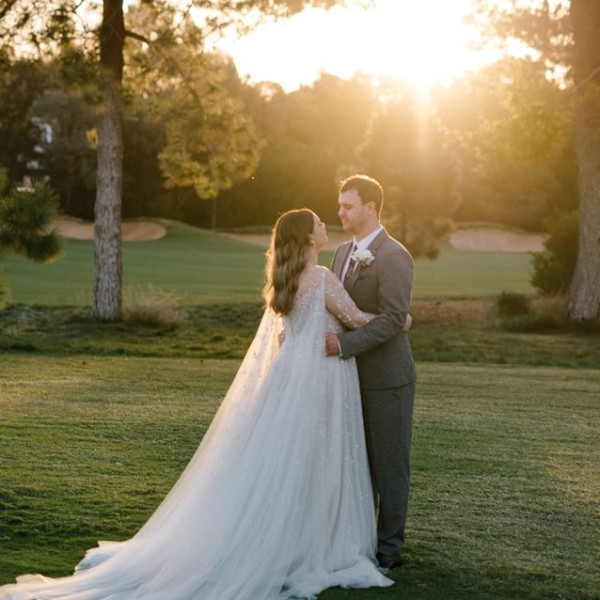 Bride and groom sunset