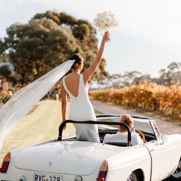 autumn vines during bridal photos