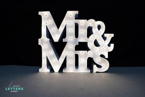 Light Up Stacked Mr & Mrs