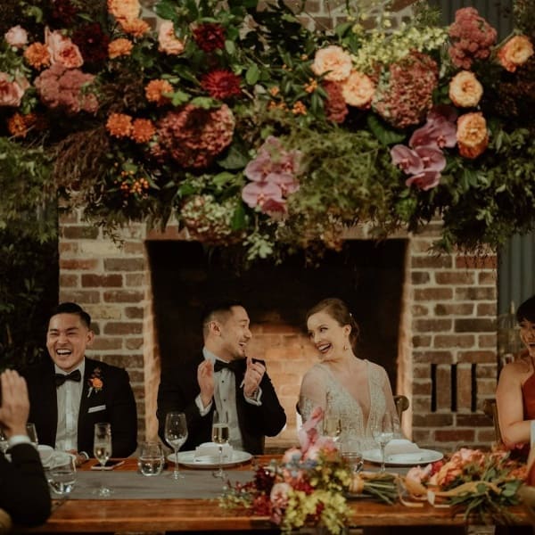 Bridal Table in front of the Fire Photo by Alex Olguin