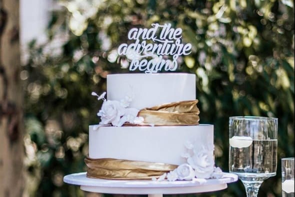 Wedding Cake with Gold.