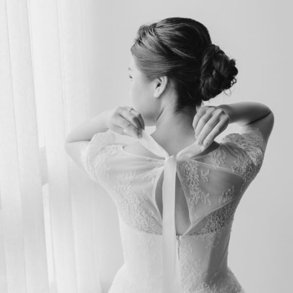 Bride getting ready on her wedding day