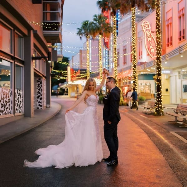 First dance under the fairy lights